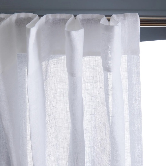 QUINCE Set Of 2 48x84 European Linen Sheer Curtains White 6405 - Picture 3 of 10